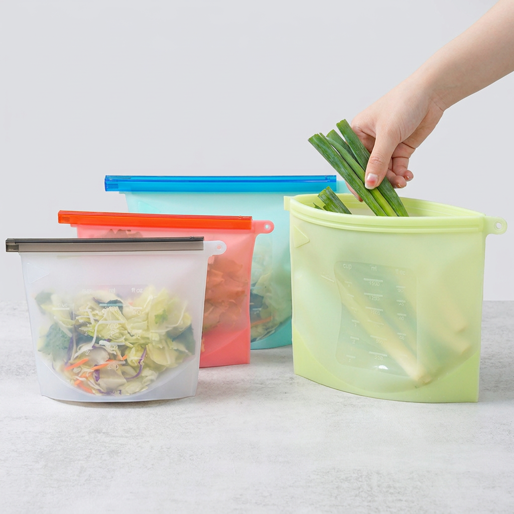 인블룸 실리콘 지퍼백, 핑크, 1500ml, 4개, 1개