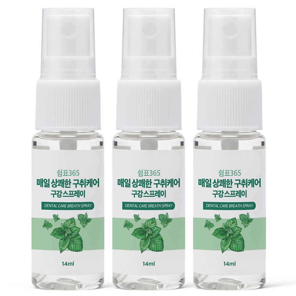 쉼표365 매일 상쾌한 구취케어 구강 스프레이, 14ml, 3개