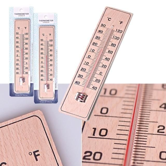 벽걸이 막대 실내 온도계, 원목 디자인, 1개