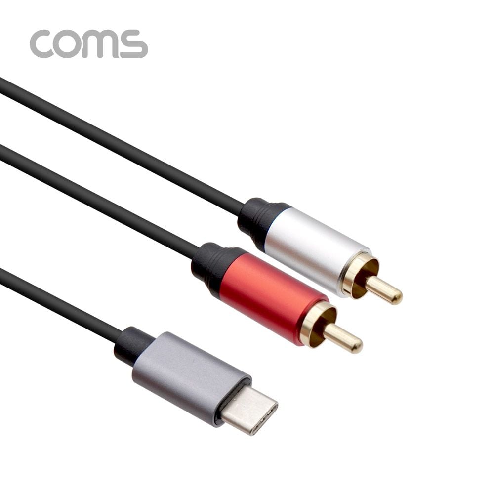 컴스마트 Coms RCA 2선 to USB 3.1 Type C 변환 케이블, 1.8m, 1개