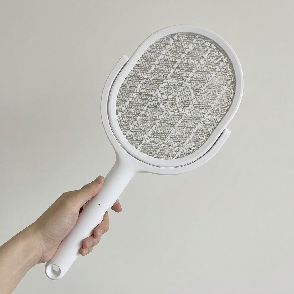 삼정 회전 전기 모기채, 화이트, 1개