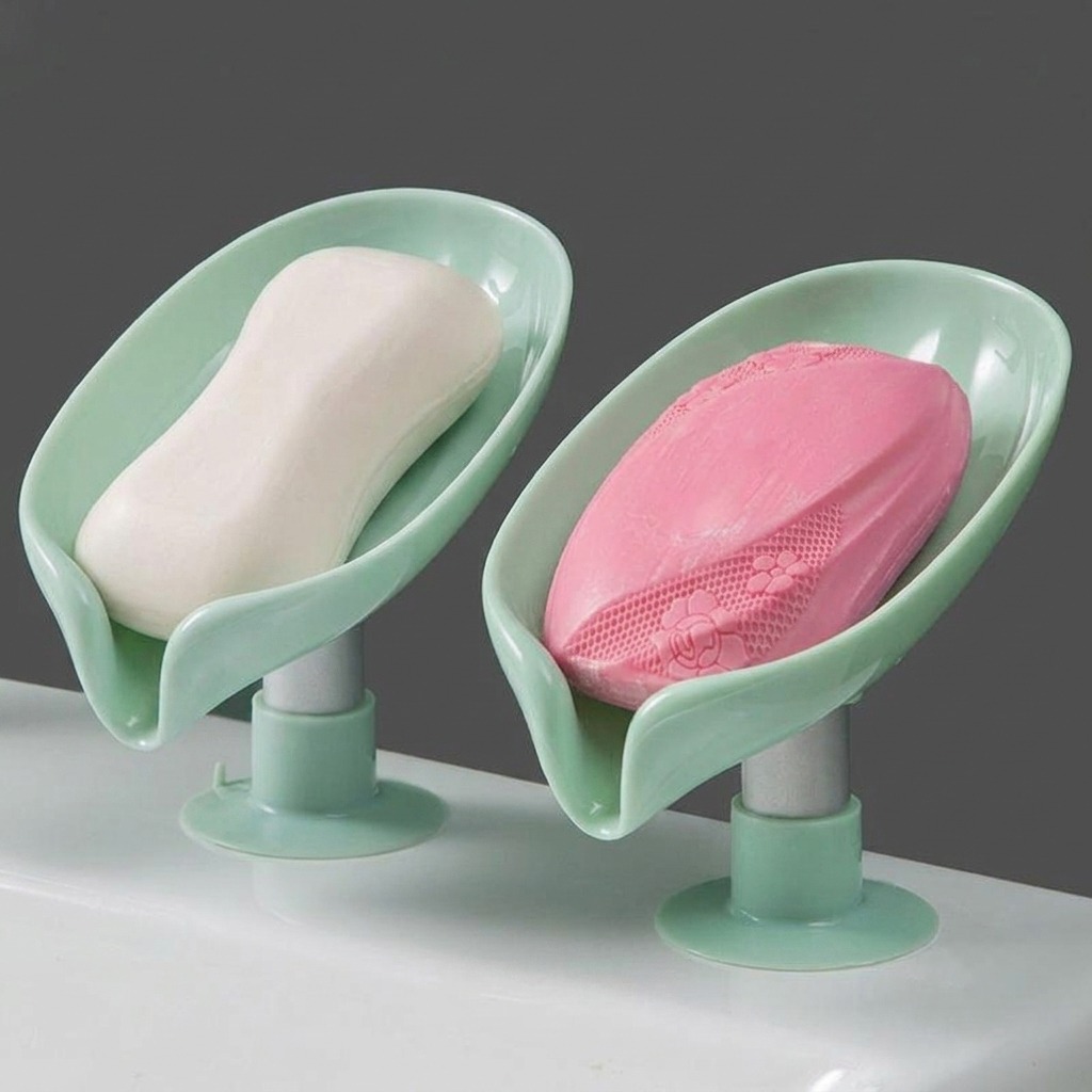 나뭇잎 물빠짐 비누 받침대, 민트 1개 + 그레이 1개, 2개