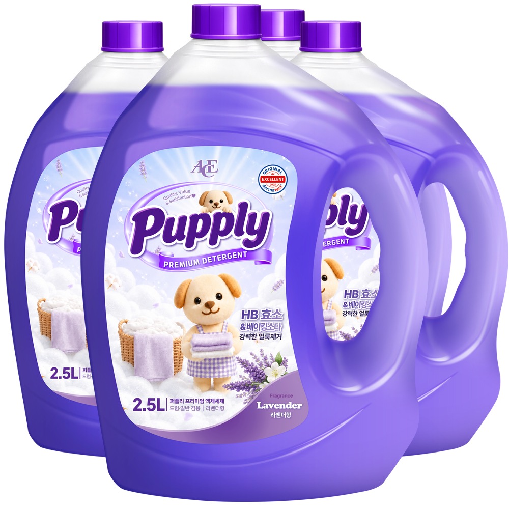 에이스 퍼플리 라벤더 액체 세탁세제, 실내건조, 2.5L, 4병, 1박스