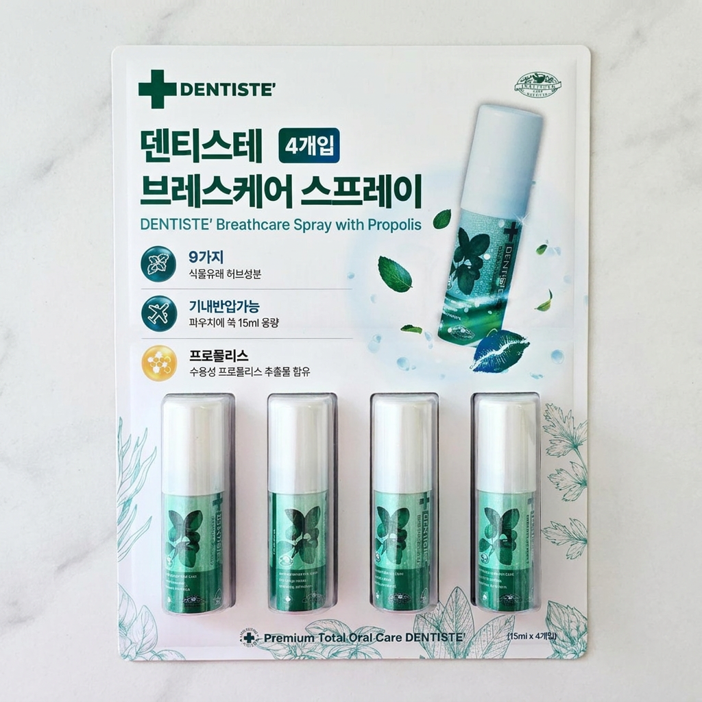 덴티스테 브레스 케어 스프레이, 15ml, 4개입, 1개