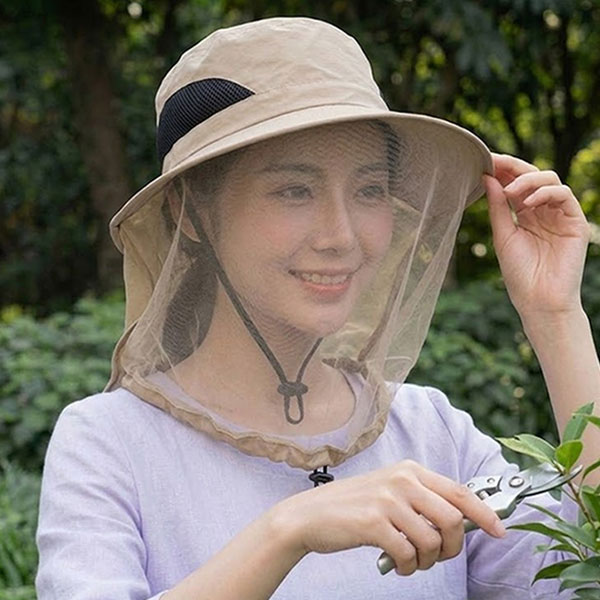 벌레 걱정 끝 얼굴까지 가려주는 모기퇴치 모자, 베이지, 40cm x 29cm, 1개