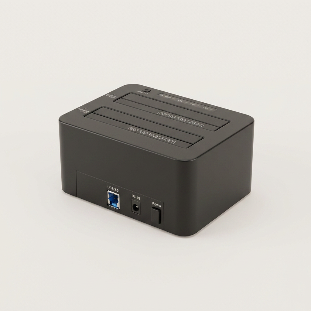 넥스트 USB 3.0 도킹스테이션 2베이 하드 복제 클론 백업 HDD SSD, 952DCU3, 블랙, 1개
