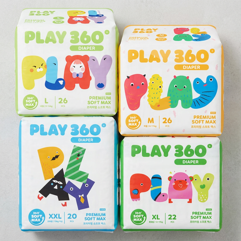 한예지 PLAY 360 프리미엄 팬티 기저귀 체험팩, 중형 , 26개, 남여공용, 6-17kg, 1팩