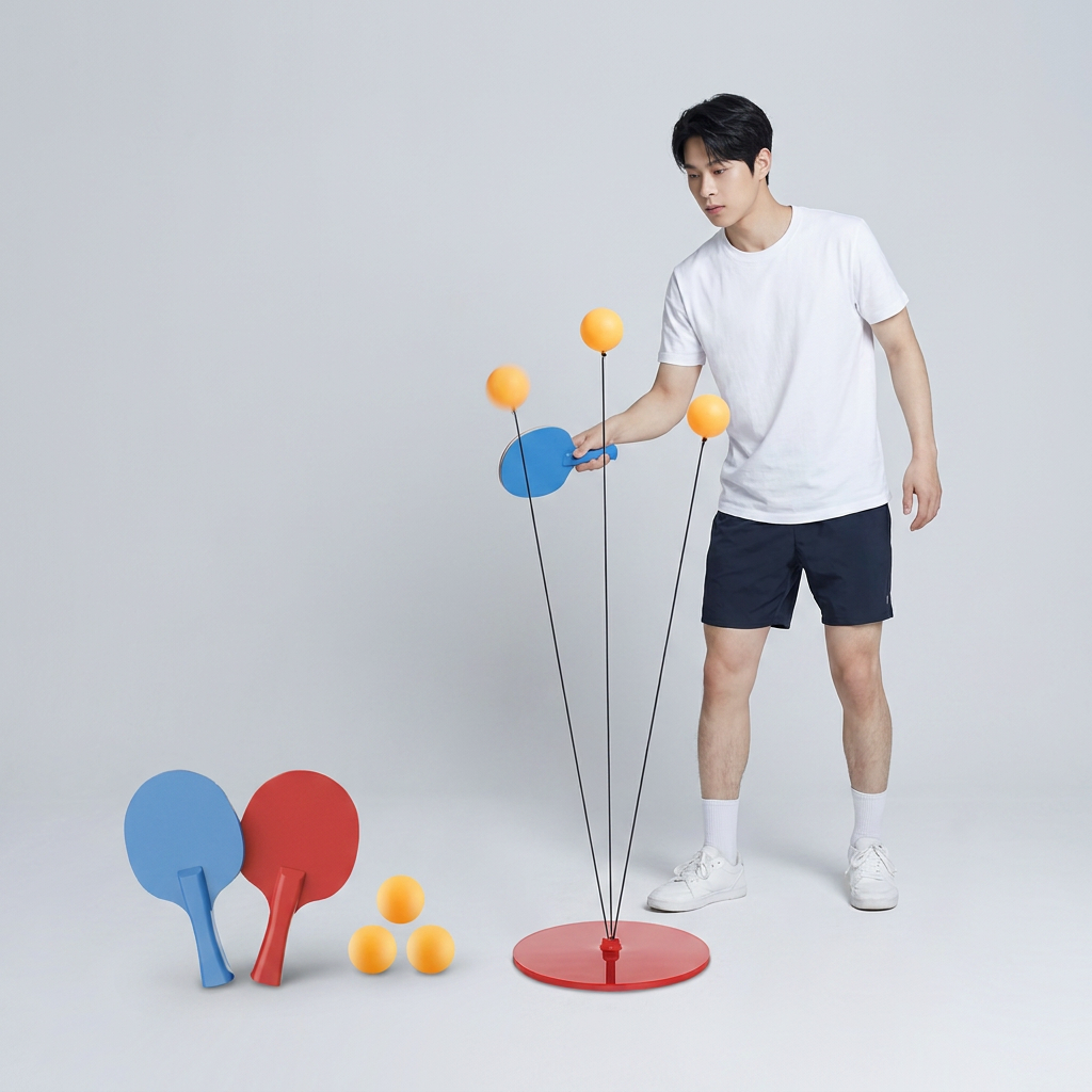 실내에서 즐기는 셀프 탁구 연습기 세트, 혼합색 , 14.8cm x 25cm , 90-108cm , 1개