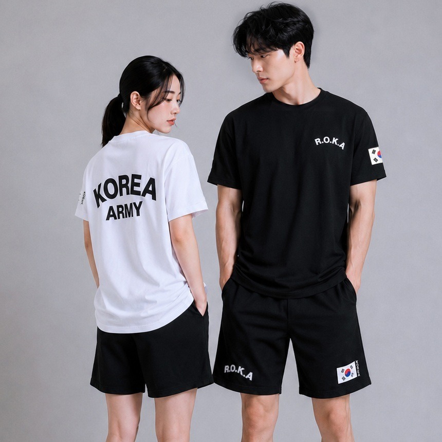 로카 남녀공용 에어쿨 데일리 티셔츠 & 반바지, 블랙, 95, 1장