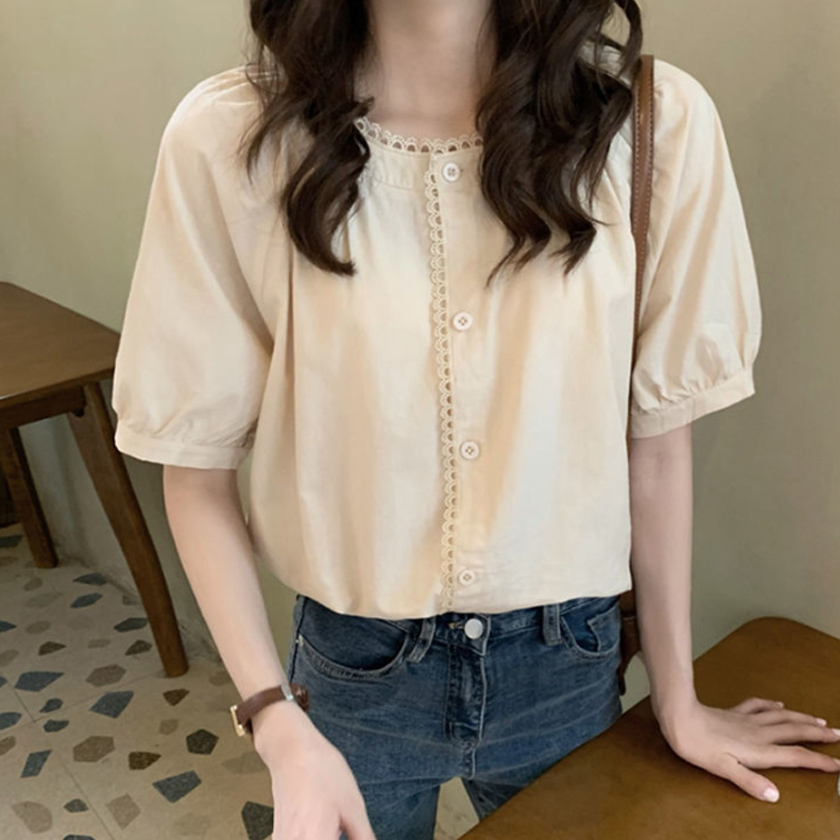 주식회사 위드기프트 하니 쿨링원단 레이스블라우스, 베이지, FREE, 1개