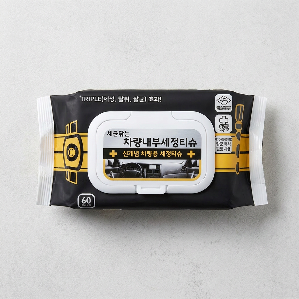 GIBONE 차량내부 세정티슈, 캡형, 60매, 10팩, 1세트