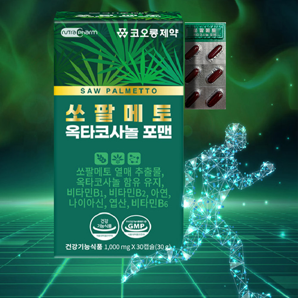 코오롱제약 쏘팔메토 옥타코사놀 포맨, 1000mg, 30캡슐, 4박스