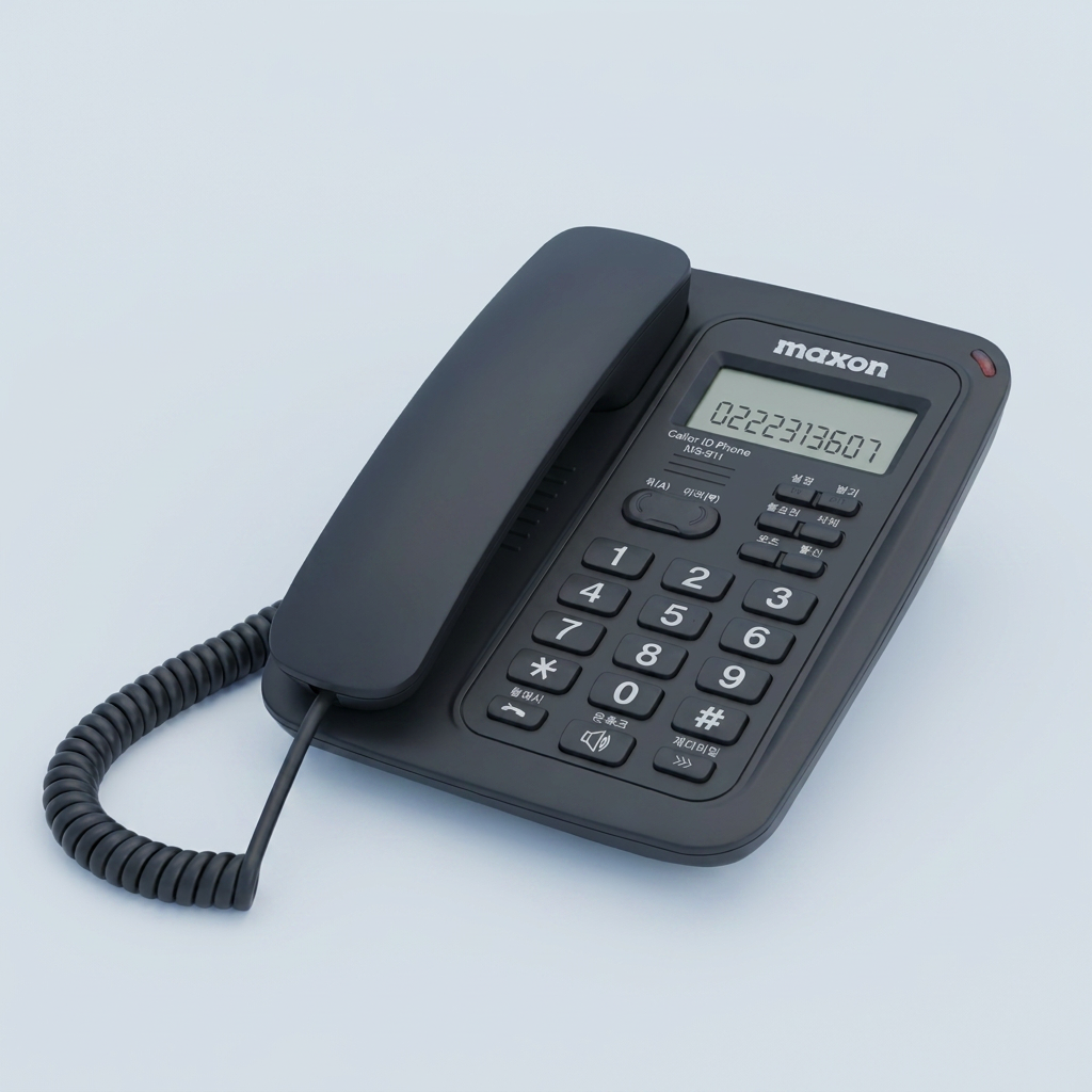 맥슨 발신자 표시 전화기 MS-911, 블랙, 1개
