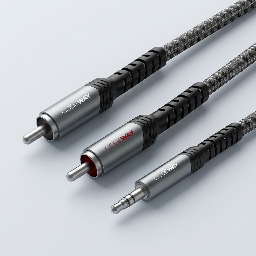 코드웨이 3.5mm AUX to 2RCA 스테레오 오디오 케이블, 1.5m, 그레이, 1개