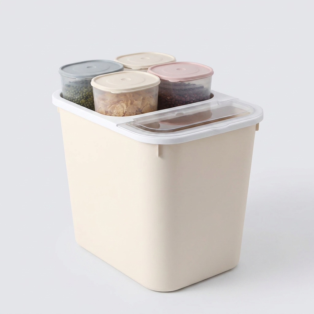 가쯔 마카롱 쌀통 잡곡통, 라이트그레이, 16kg, 1개, 900ml, 2개