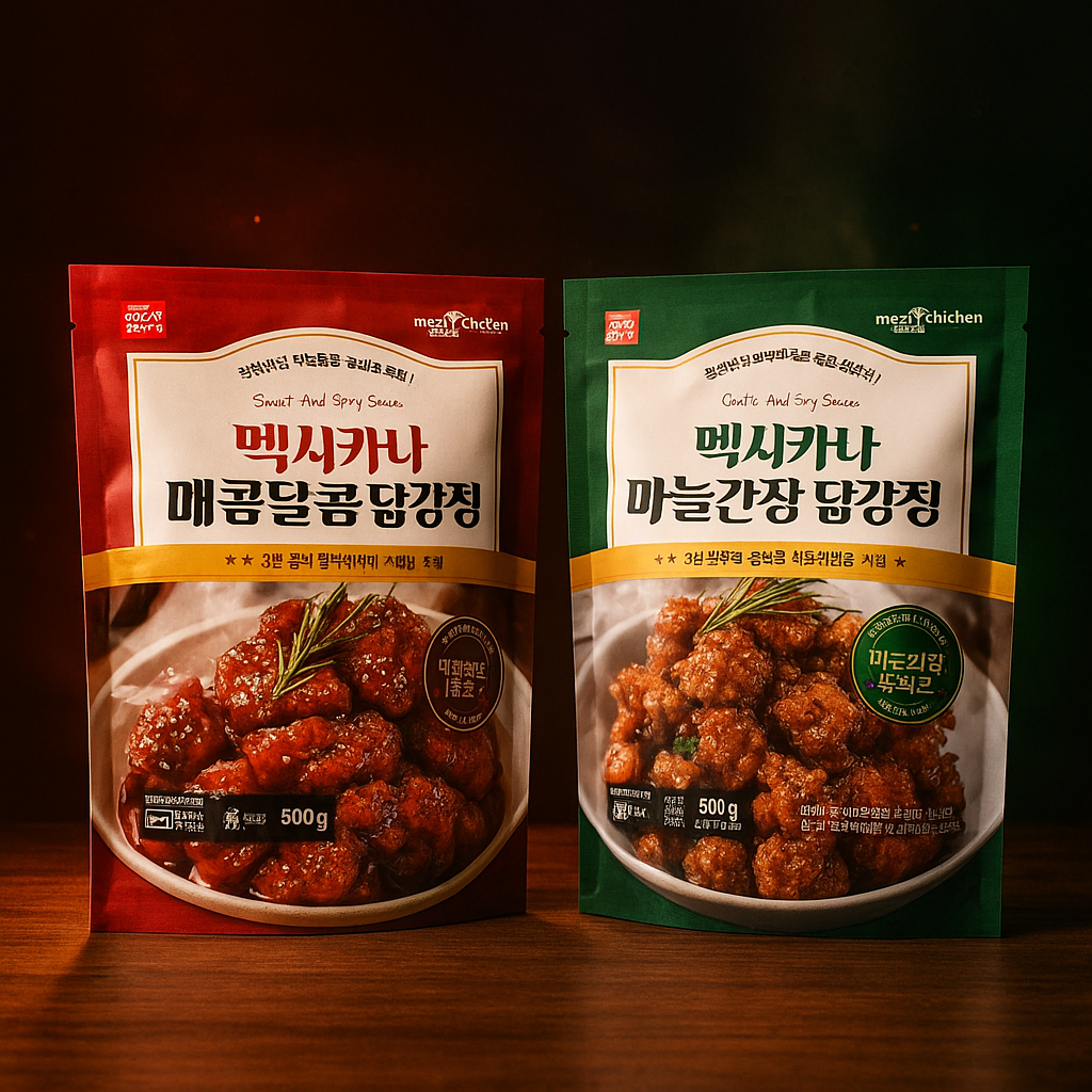 멕시카나 닭강정, 매콤달콤맛, 500g, 2개 + 마늘간장맛, 500g, 2개