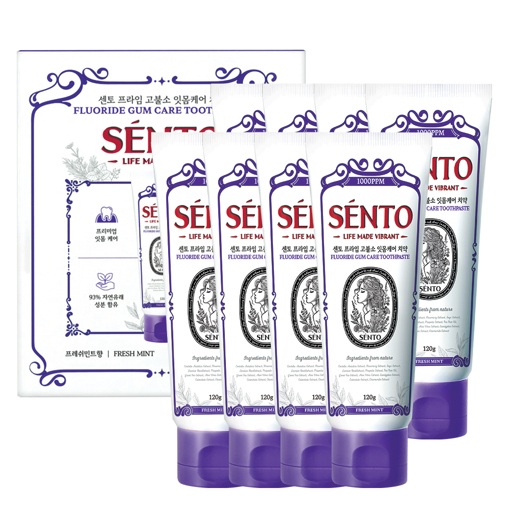 센토 프라임 고불소 잇몸케어 치약 프레쉬민트, 120g, 8개 가격 추이 센토 프라임 고불소 잇몸케어 치약 프레쉬민트, 120g, 8개 - 최저가 17,900원