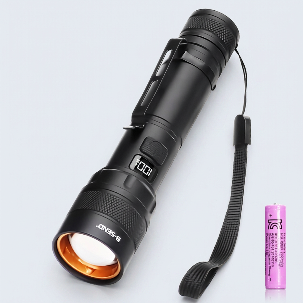 비센드 슬림형 고휘도 LED 손전등 BS-T30S, 블랙, 1개