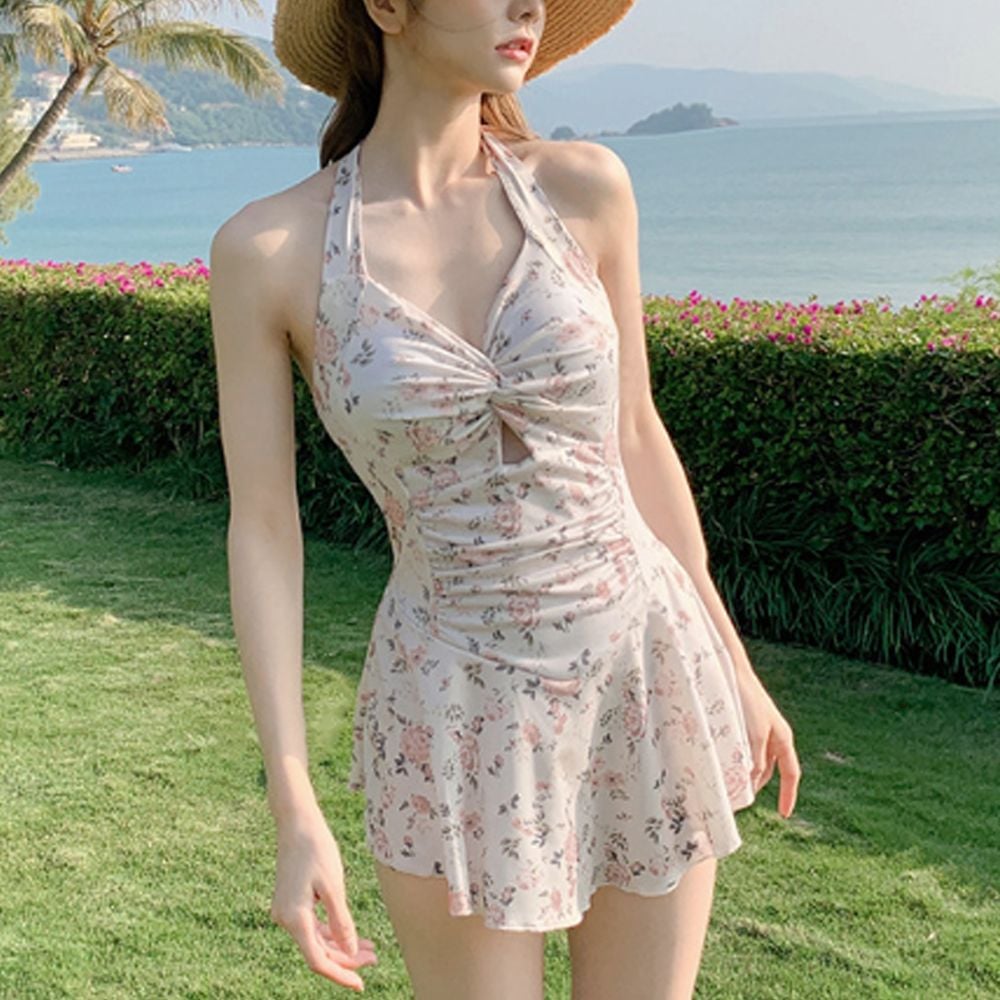 6종 셔링 원피스 수영복, 핑크, M