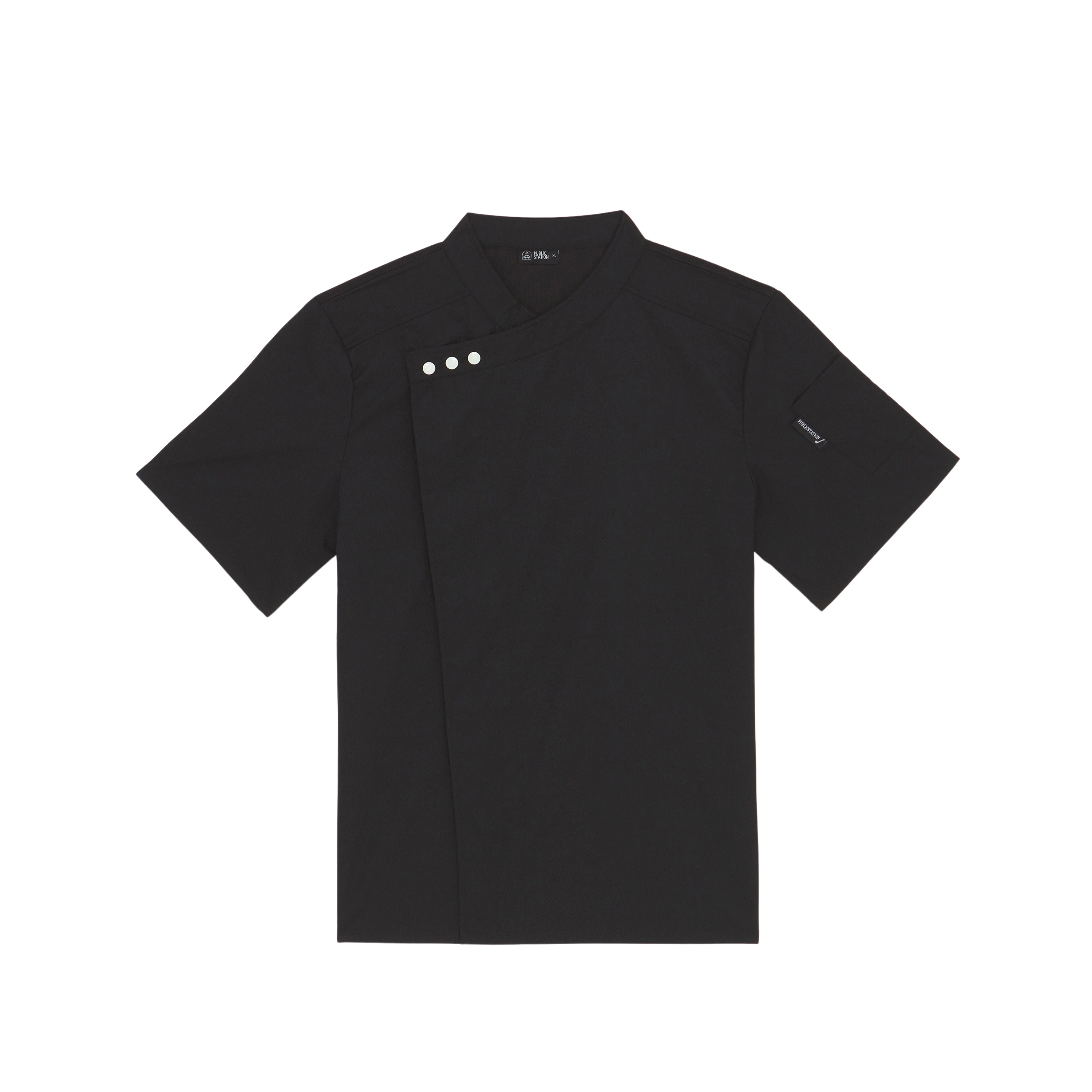퍼블릭스테이션 비비드 반팔 조리복, 블랙, 5XL, 1개