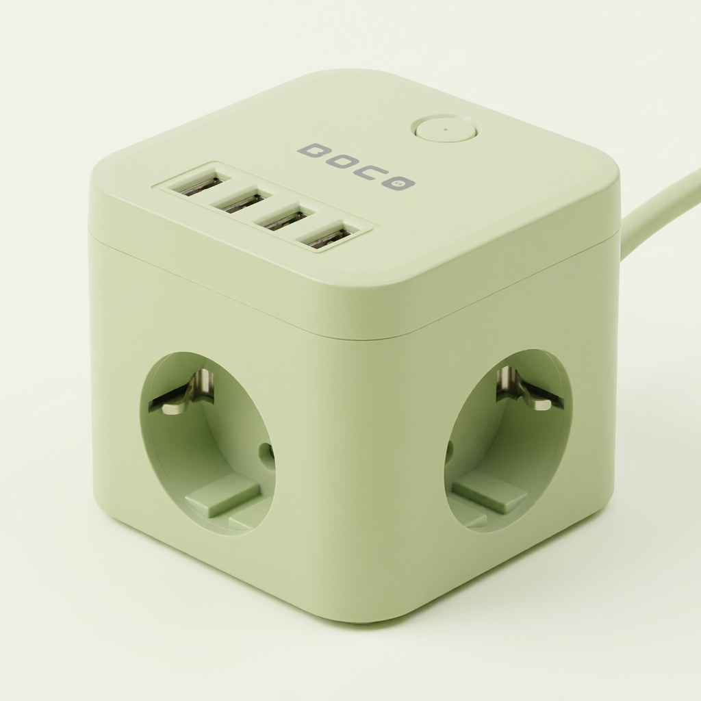 보코 USB 큐브 멀티탭, 그린, 2m, 1개