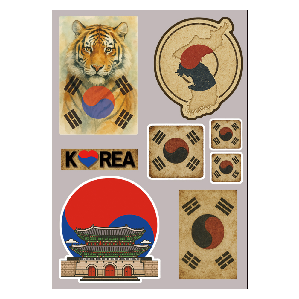 레보샵 캐리어스티커 대한민국 태극기스티커 노트북장식 PVC 리무버블, 빈티지대한민국A타입, 무광, 1매