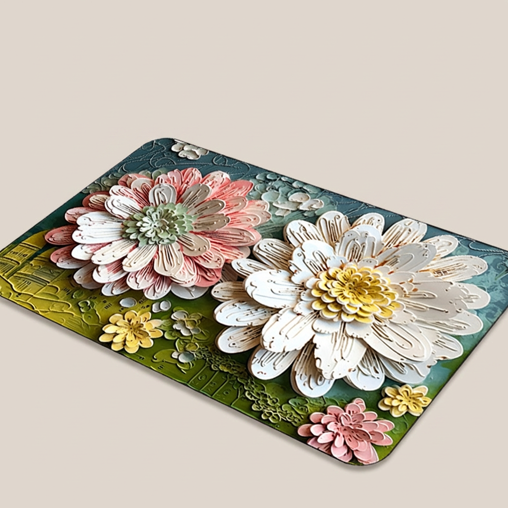 3D 플로랄 규조토 발매트, 로터스, 40x60cm, 1개