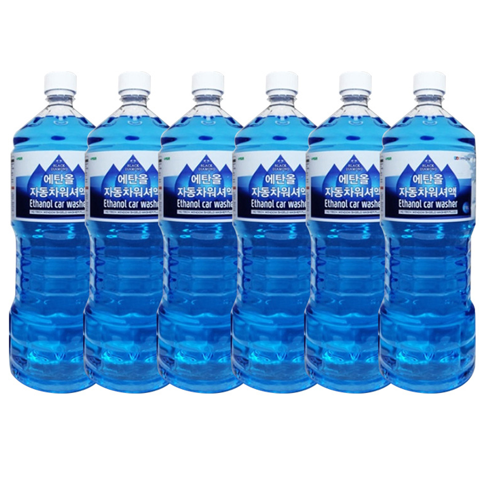 （주）시루산 블랙다이아몬드 사계절 에탄올 워셔액, 1.8L, 6개