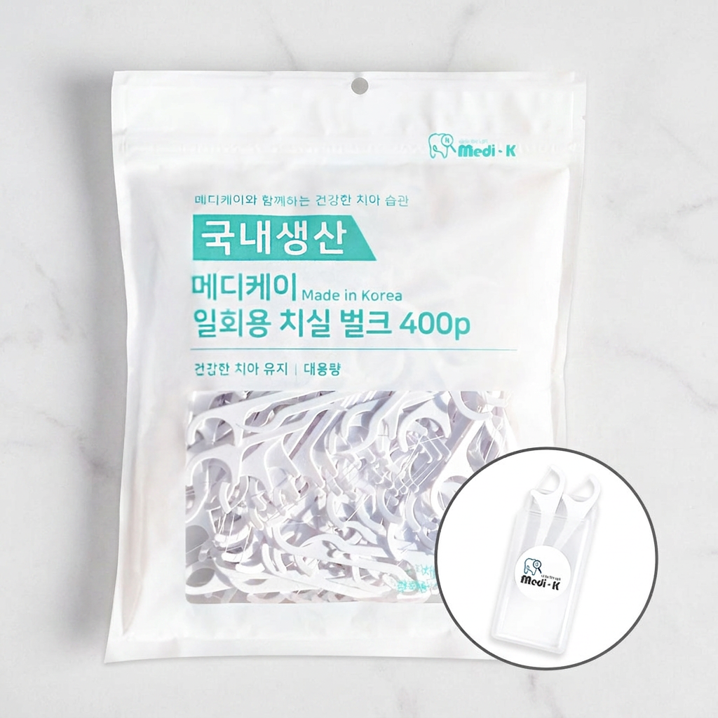 메디케이 일회용 치실, 케이스 포함, 17cm, 400P, 1개