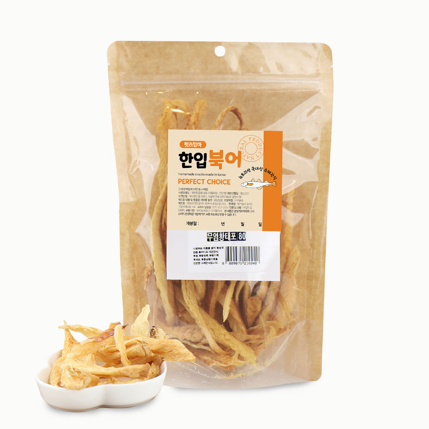 한입북어 강아지 수제간식 무염황태포, 80g, 1개 가격 추이 한입북어 강아지 수제간식 무염황태포, 80g, 1개 - 최저가 7,900원