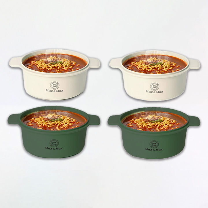 맥스 앤 맥스 전자레인지 라면 용기, 아이보리 1L 2개 + 올리브그린 1L 2개, 4개