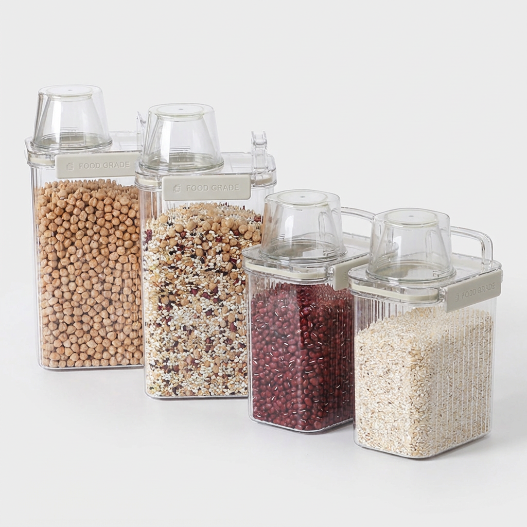 퀴진드마망 투명 밀폐 잡곡통, 1.3L, 2개