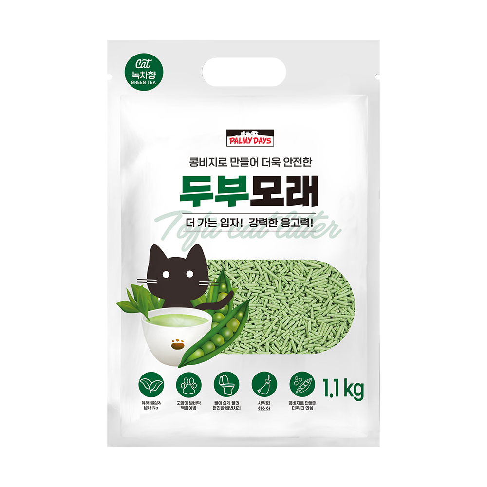 레이팜코리아 주식회사 파미데이즈 고양이 두부모래, 1.1kg, 10개, 녹차향