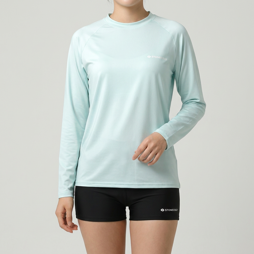 스톤콜드 트리코트 래쉬가드 상하의세트, 여성, M, 민트+블랙, 1개