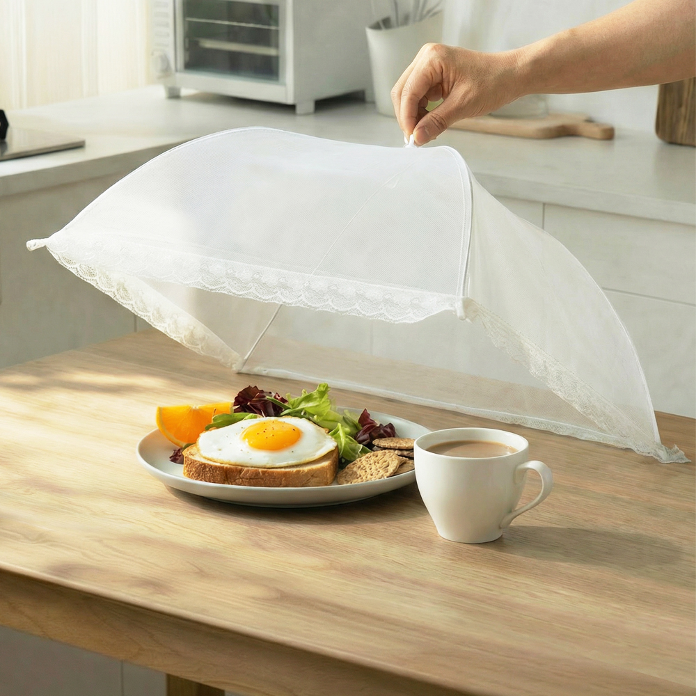 허니센스 원터치 레이스 밥상보, 정사각형 32cm, 화이트, 1개