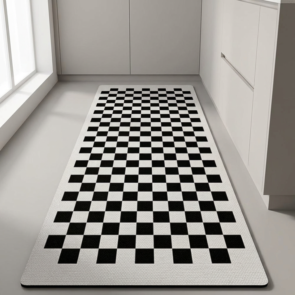 모던체크 발매트, 베이지 스트라이프, 40x120cm, 1개