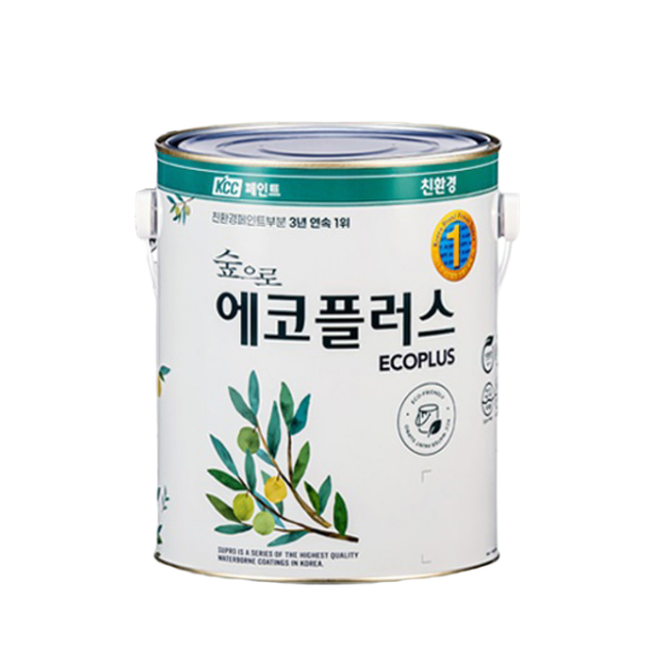 비아이티(BIT COMPANY) KCC 숲으로 에코플러스 친환경 수성페인트 벽지 벽면 방문 실내용 페인트 백색, 화이트, 3.78L, 1개