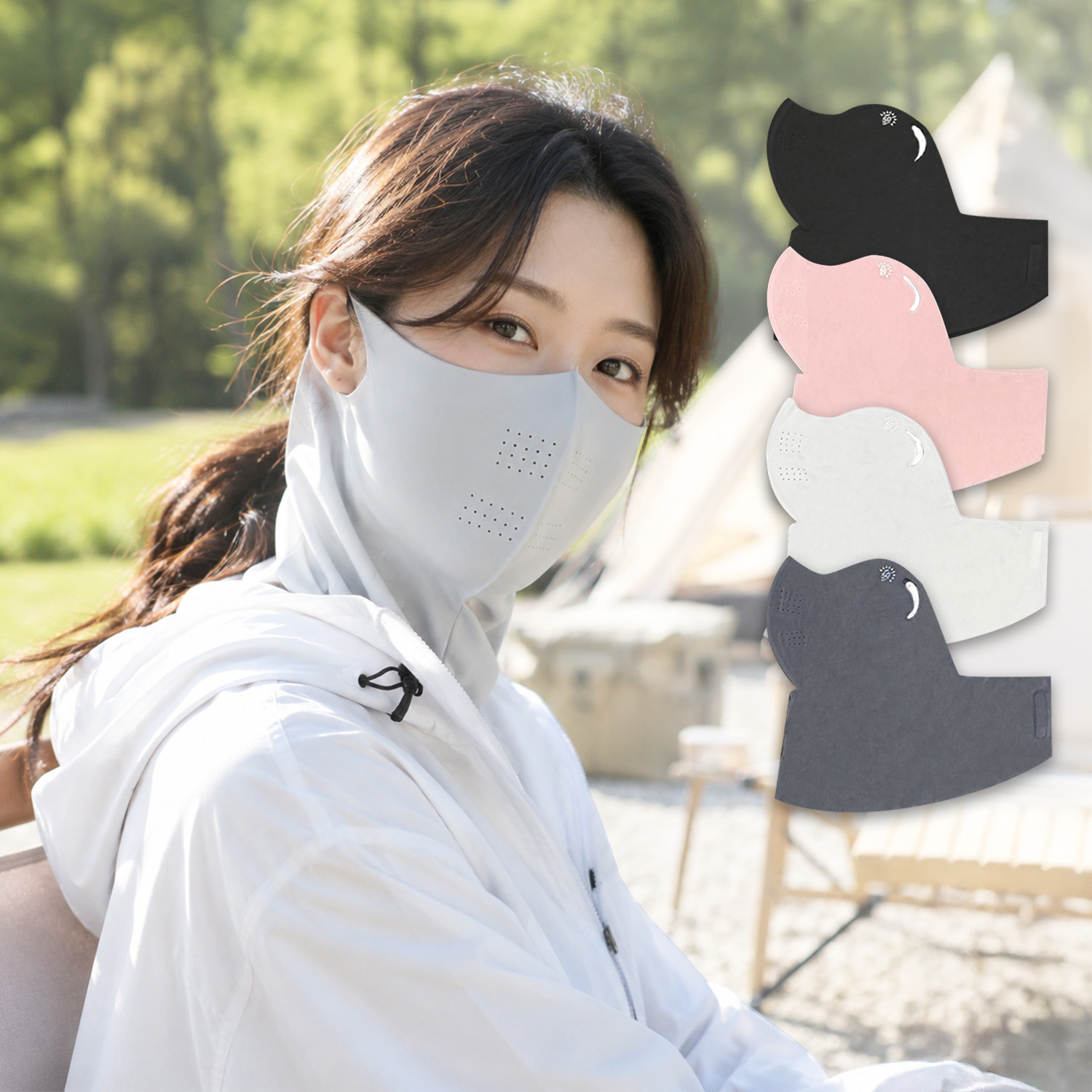 빨강양말 빨강양말 360도 UV 자외선 차단 스포츠 마스크, 블랙 1개 + 핑크 1개 + 그레이 1개 + 다크그레이 1개, 4개
