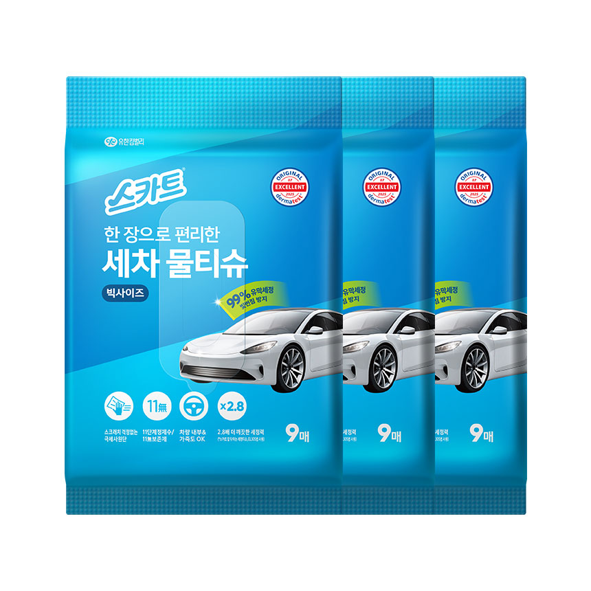 스카트 한장으로 편리한 세차물티슈, 9매, 3개 가격 추이 스카트 한장으로 편리한 세차물티슈, 9매, 3개 - 최저가 12,200원