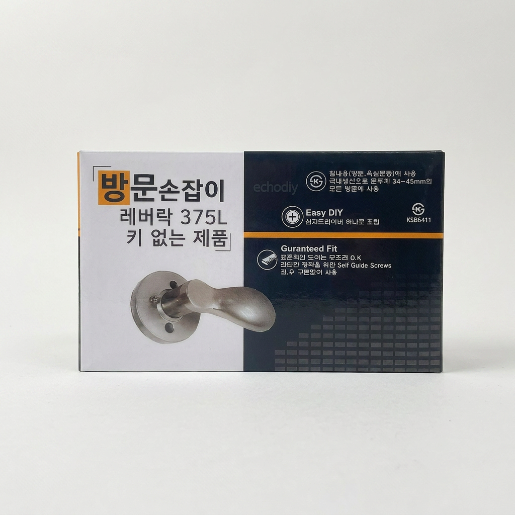 에코상사 레버락 375L 방문손잡이, 실버, 1개