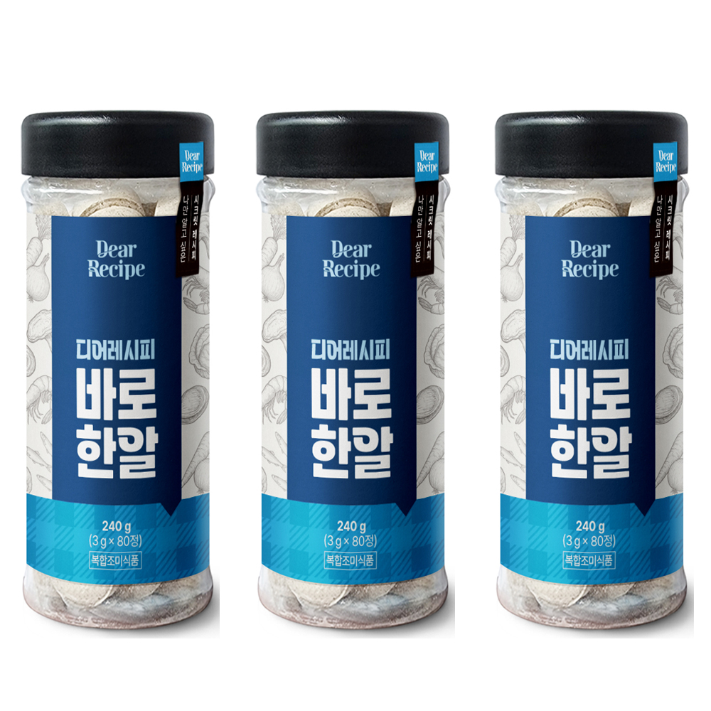 주식회사 디어스트 디어레시피 바로한알 코인육수, 240g, 3개