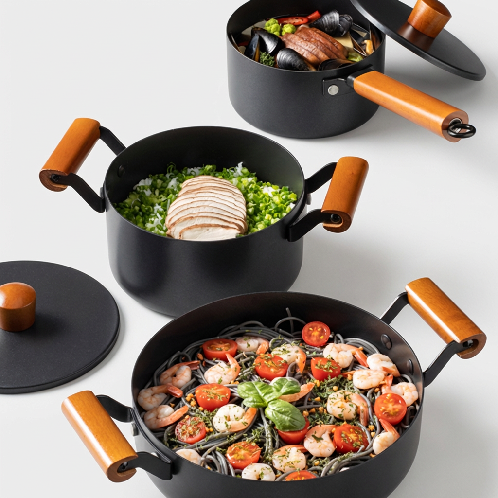 바이마르 스텐 냄비세트, 편수 16cm + 양수 18cm + 전골 24cm, 1세트