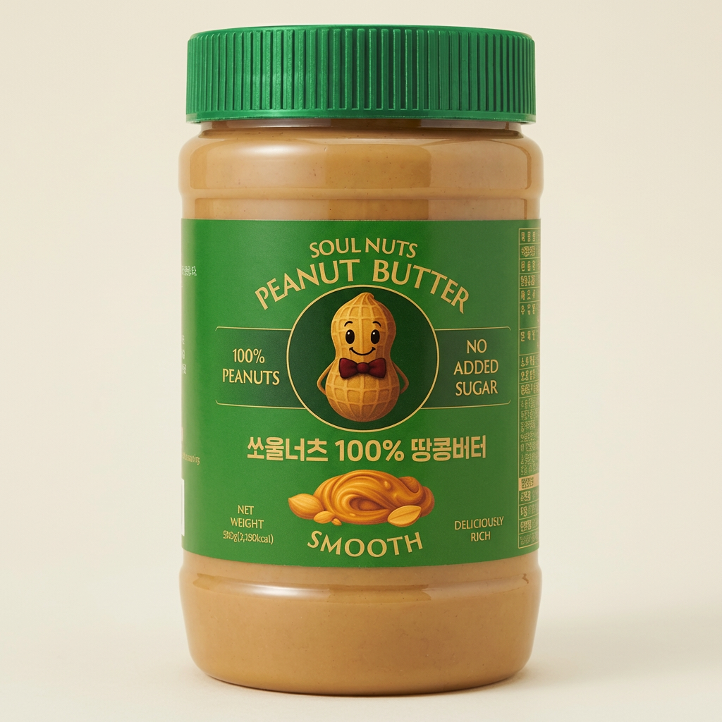 쏘울너츠 100% 땅콩버터 스무스, 500g, 1개