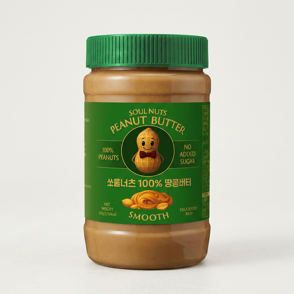 쏘울너츠 100% 땅콩버터 스무스, 500g, 4개