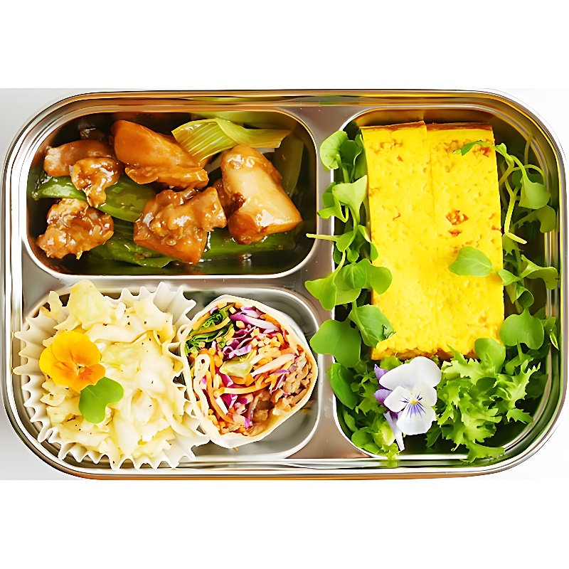정광 올품락 역3구 스텐 식판 세트, 그레이, 1개, 본품 1P, 뚜껑 1P