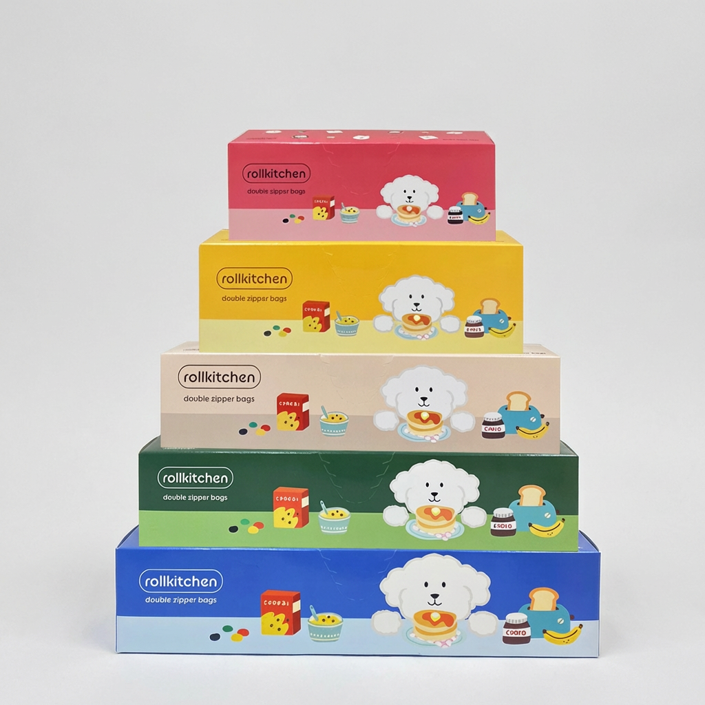 롤키친 더블 스탠딩 지퍼백, 소형, 30매 + 중형, 30매 + 대형, 25매 + 특대형, 15매 + 왕특대형, 15매, 1세트