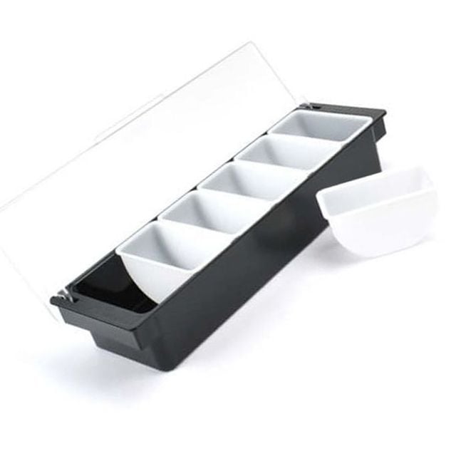 쉬미리 양념통 케이스 보관함 토핑 업소용 반찬통 6구, 1ml, 1개