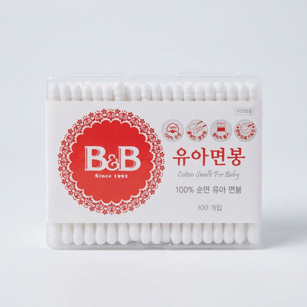 유아 면봉 비앤비 B애&B 순면 위생용품 어린이 유아 소아 키즈,100개입, 1개