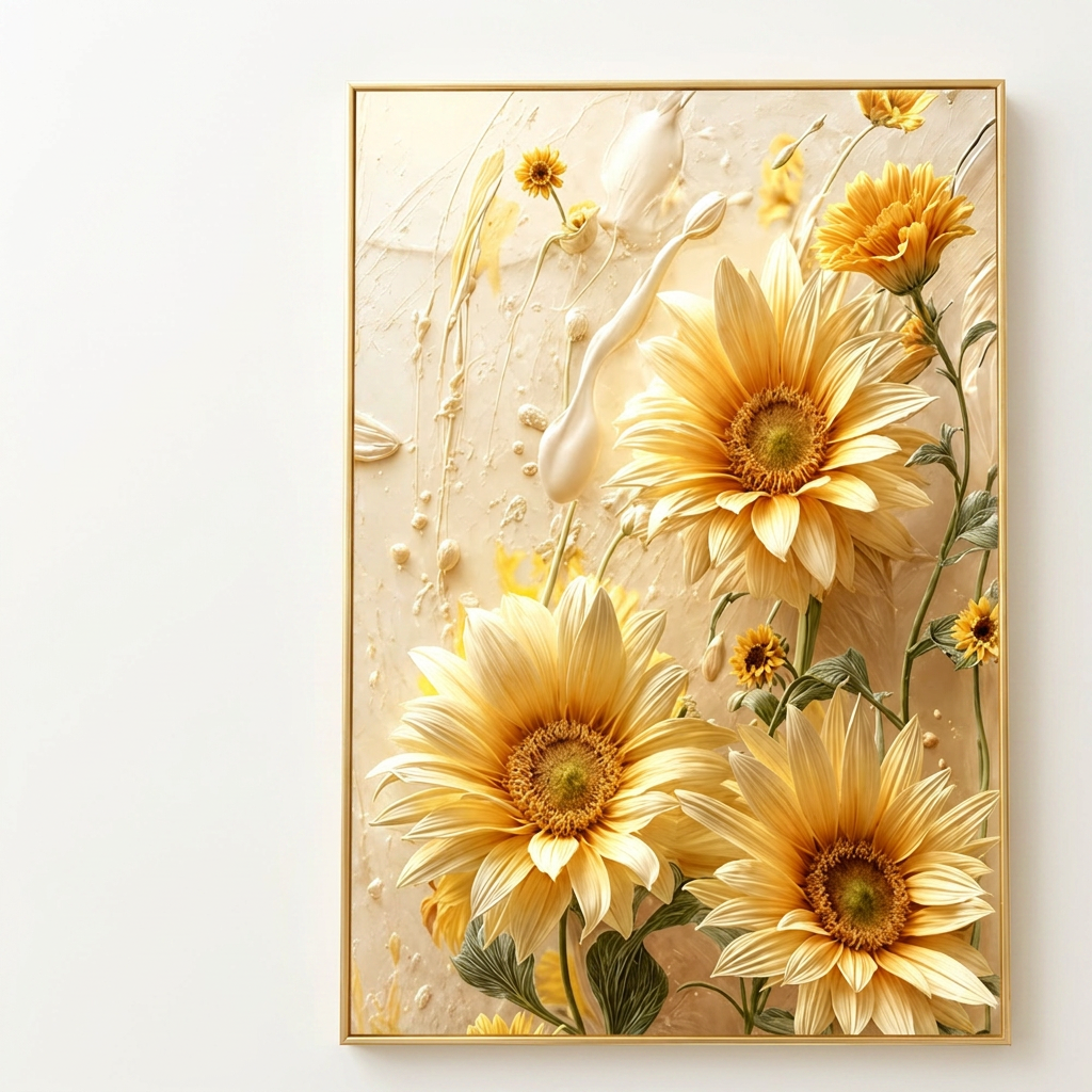 바로문 해바라기 액자 풍수 그림 재물운 돈들어오는 거실 집들이 선물, 30x40cm, A타입, 금색나무목재