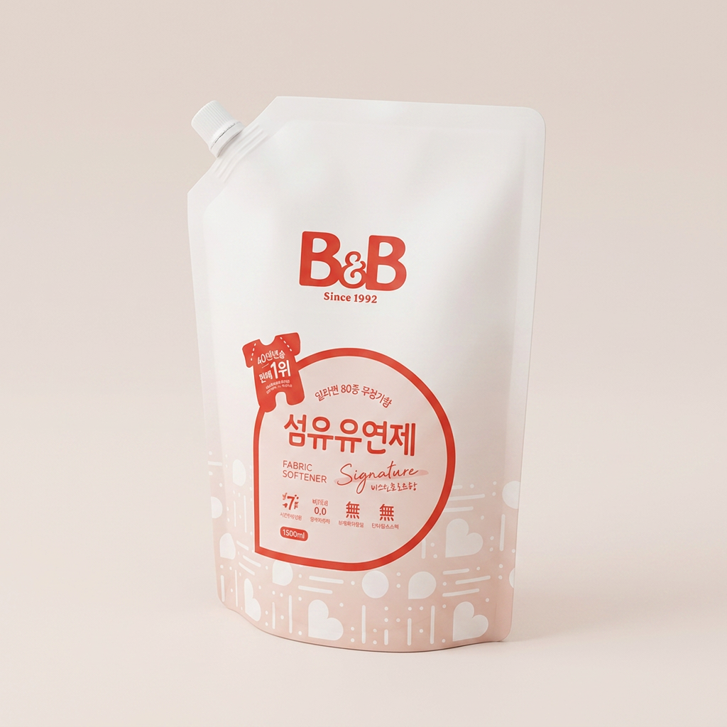 비앤비 섬유유연제 자스민 앤 로즈 리필, 1.5L, 4개